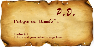 Petyerec Damáz névjegykártya